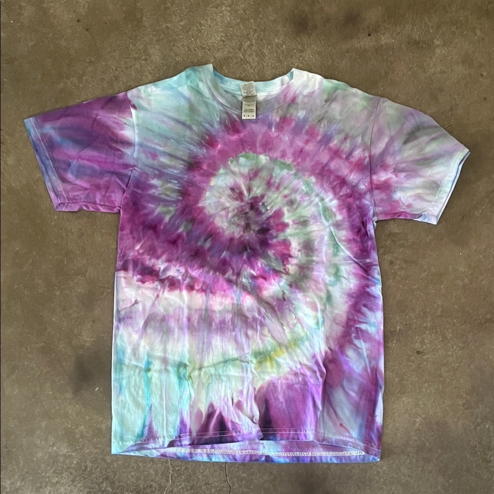 Tie-Dye Spiral T-Shirt - Purple & Aqua